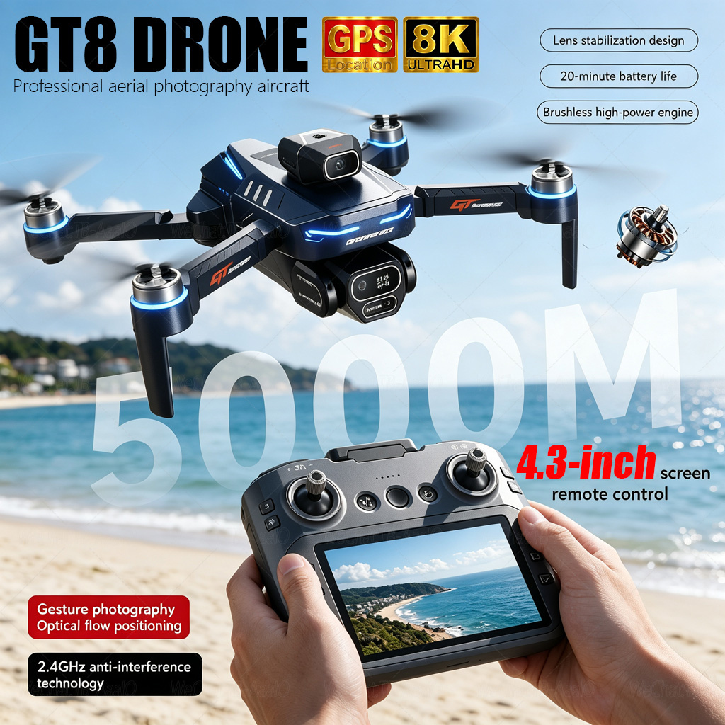Drone Gimbal Brushless - NEW GT8 HD RC Drone 4K